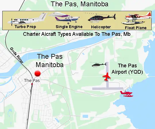 The Pas airport terminal and runway area